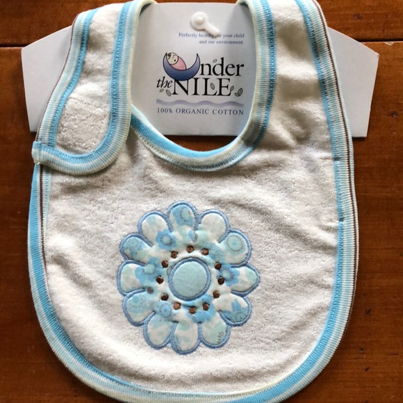 Under The Nile Other - NWT | Organic Blue & White Bib | Matches doll/top
